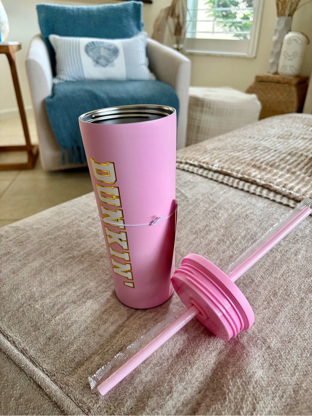 Stoney Clover Lane X Dunkin’ Donuts Pink Tumbler with Straw 22 oz - Picture 3 of 4